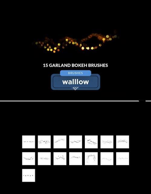 15 Garland Bokeh Brushes, photoshop digital brush M6E4RQW
