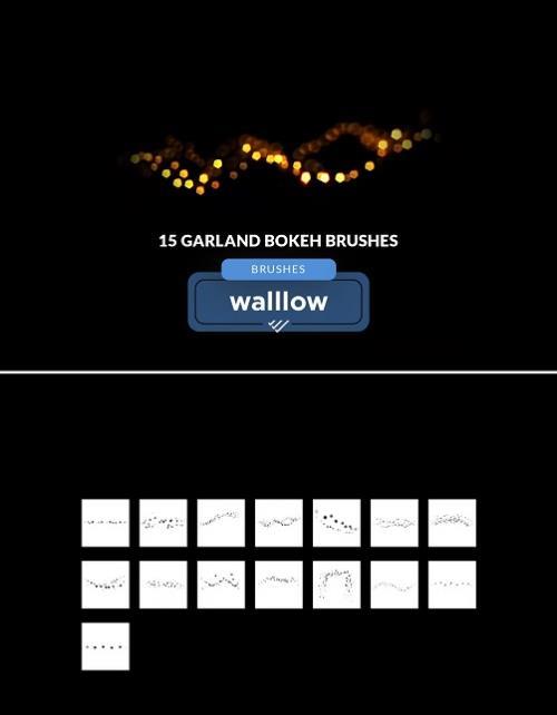 15 Garland Bokeh Brushes, photoshop digital brush M6E4RQW