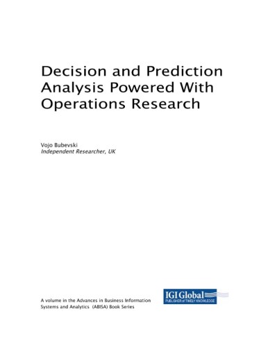 Decision and Prediction Analysis Powered With Operations Research - Vojo Bubevski Eb406bb54d0d8024abd97cebe7d0805a