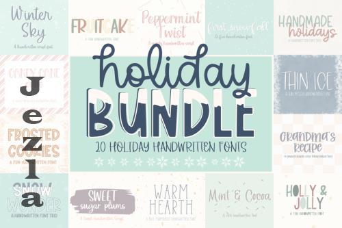 Holiday Font Bundle - 20 Premium Fonts