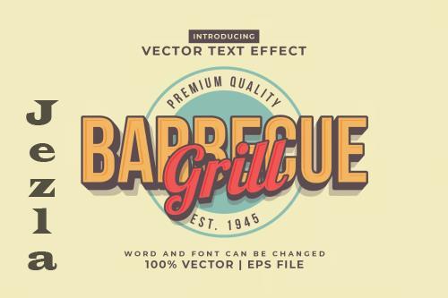 Barbecue Grill Vector Editable Text Effect P692PTW