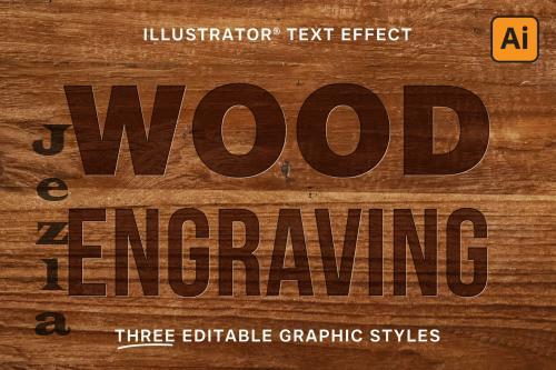 Engraved Wood Text Styles for Illustrator - DDKVLFE