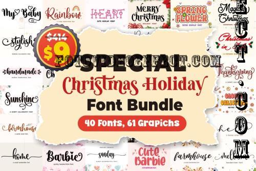 Ultimate Christmas Holiday Font & Graphics Bundle - 40 Premium Fonts, 61 Premium Graphics