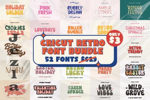 Cricut Retro Font Bundle - 52 Premium Fonts