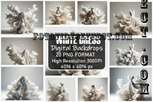 Flowing White Dress Digital Backdrops Bundle