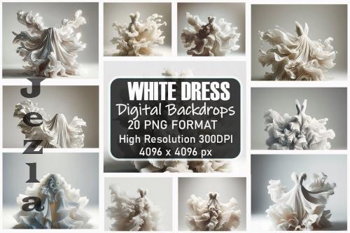 Flowing White Dress Digital Backdrops Bundle