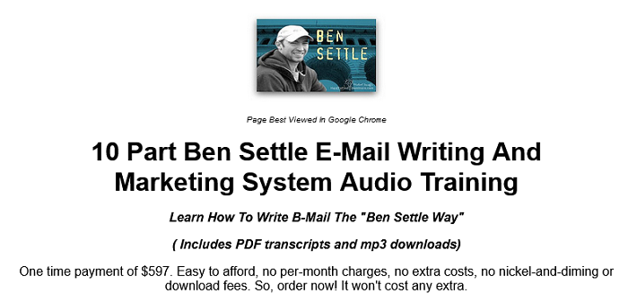 Ben Settle – 10 Part Ben Settle E–Mail Writing And Marketing System Audio Training