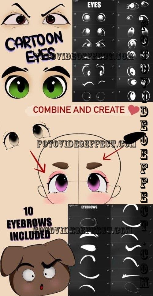 Procreate Cartoon Eyes Stamp and Eyebrow