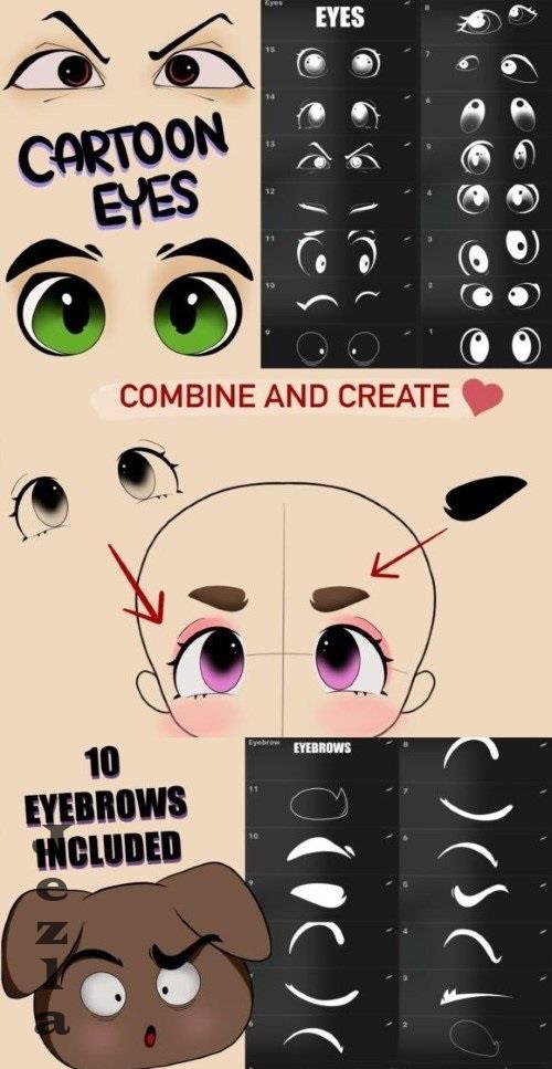 Procreate Cartoon Eyes Stamp and Eyebrow