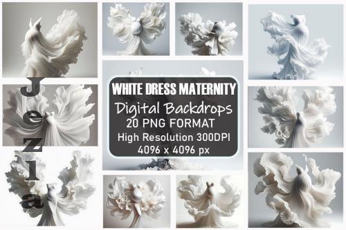 White Dress Maternity Digital Backdrops Bundle