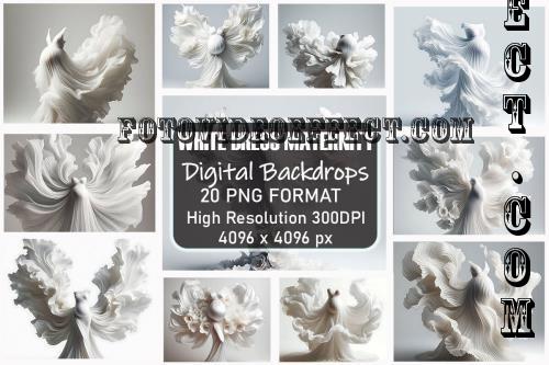 White Dress Maternity Digital Backdrops Bundle