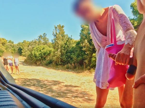 Stranger Jerks Off Exhibitionist's Cock Near The Beach