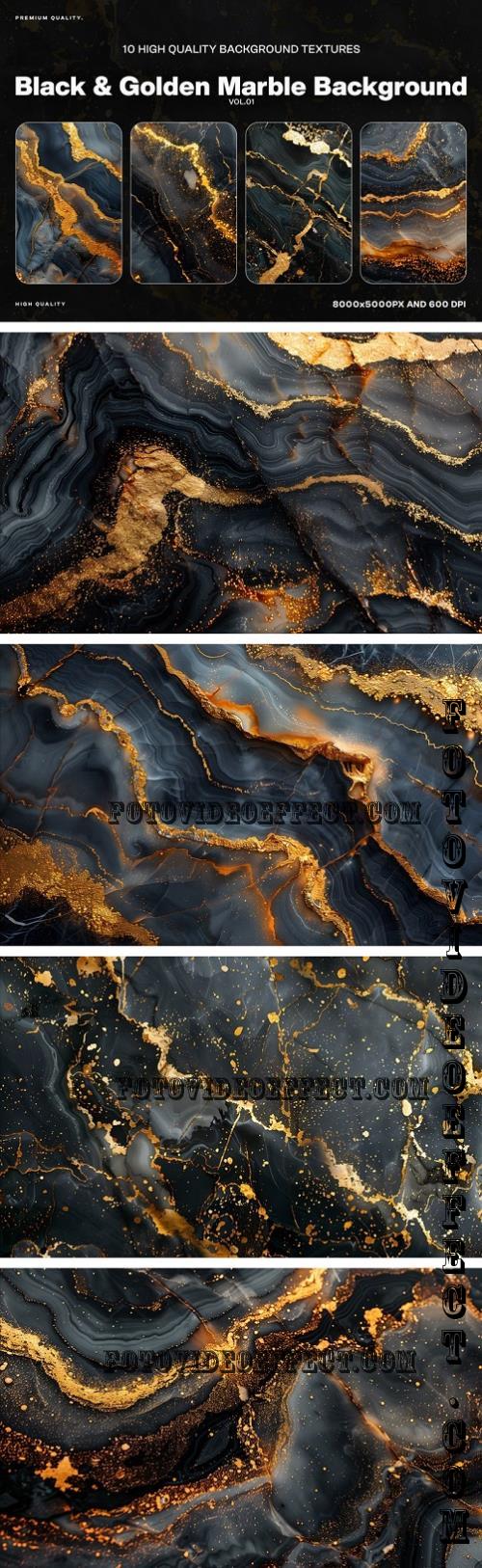 10 Abstract Gold & Black Marble Texture - 4M8JDJ6