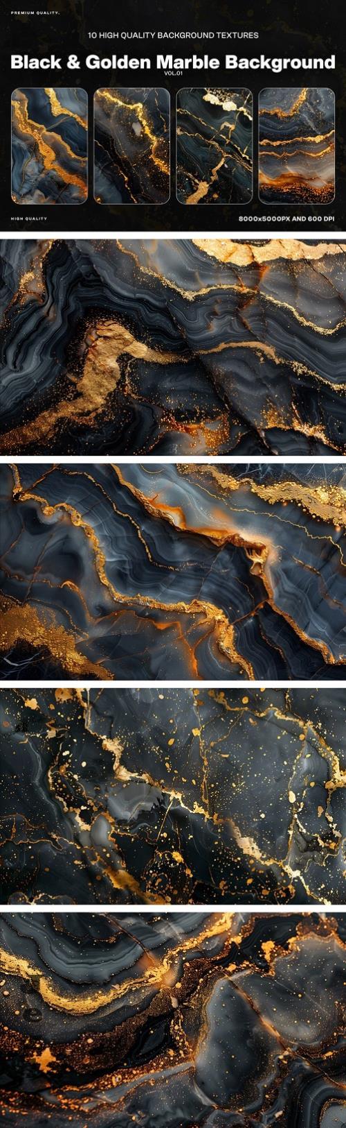 10 Abstract Gold & Black Marble Texture - 4M8JDJ6