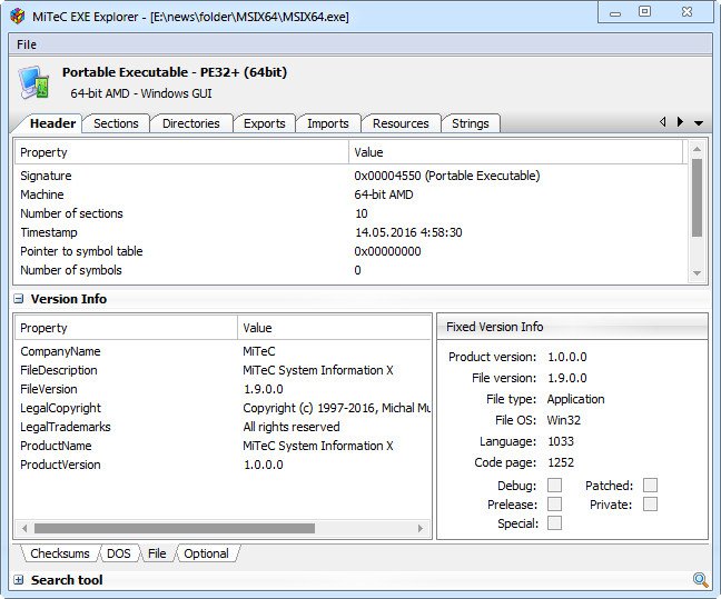 MiTeC EXE Explorer 3.7.2