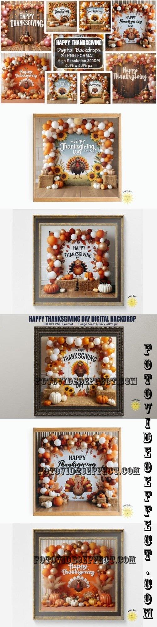 Happy Thanksgiving Day Digital Backdrops Bundle