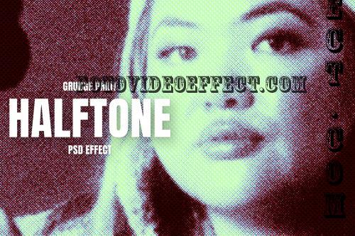 Grunge Printed Halftone PSD Photo Effect - WJFCZCU