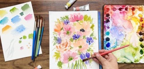 Letting Go of Your Stress Wet On Wet Watercolor Floral Bouquet