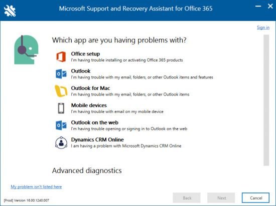 Microsoft Support and Recovery Assistant 17.01.2276.000