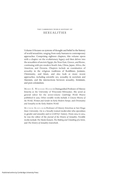 The Cambridge World History of Sexualities: Volume 2, Systems of Thought and Belie... A8c5b0f67fb838d1d0cef4f4ec0d29b2