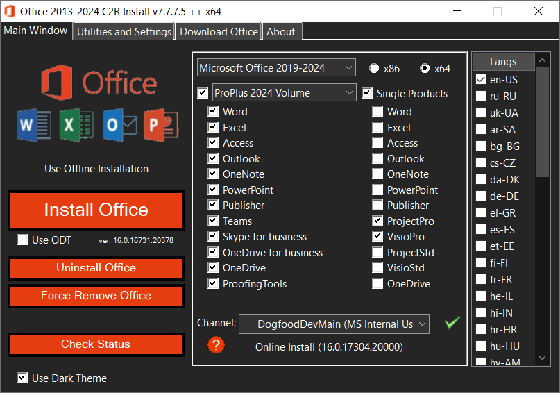 Office 2013-2024 C2R Install Install Lite 7.7.7.7 r17