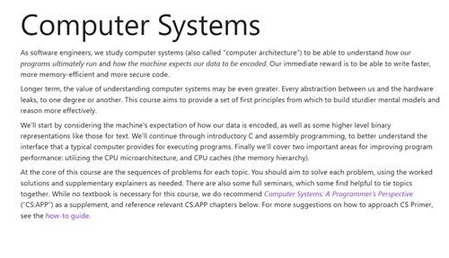 CS Primer – Computer Systems