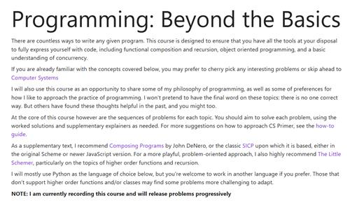 CS Primer – Programming Beyond the Basics