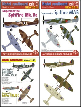  Supermarine  Spitfire Mk.VB/Mk.V/Mk.V/F Mk IXC  (Model Cardboard)