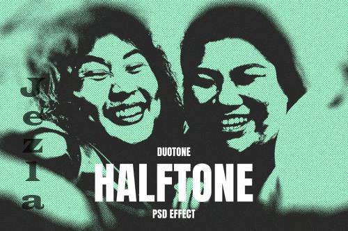 Duotone Halftone PSD Photo Effect - V6RXABK