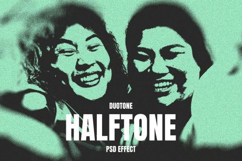 Duotone Halftone PSD Photo Effect - V6RXABK