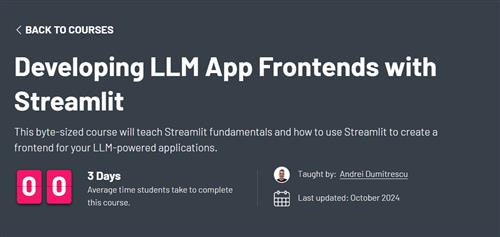 ZerotoMastery – Developing LLM App Frontends with Streamlit