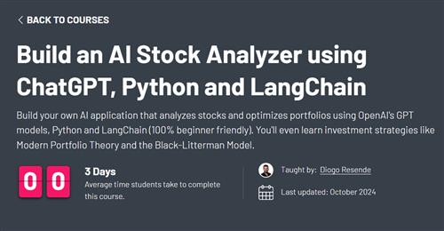 ZerotoMastery – Build an AI Stock Analyzer using ChatGPT, Python and LangChain