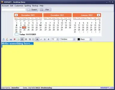 VovSoft Desktop Diary 2.0