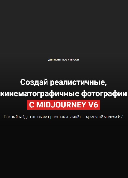 Создай реалистичные, кинематографичные фотографии с Midjorney v6