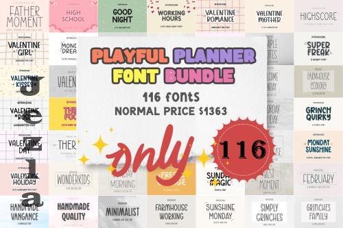 Playful Planner Font Bundle - 116 Premium Fonts