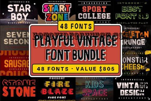 Playful Vintage Font Bundle - 48 Premium Fonts