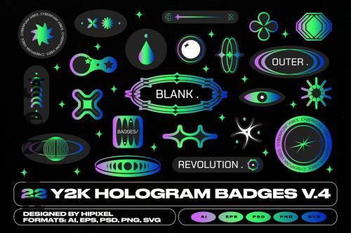 Y2K Hologram Badge Stickers V.4 - GDA2FJN