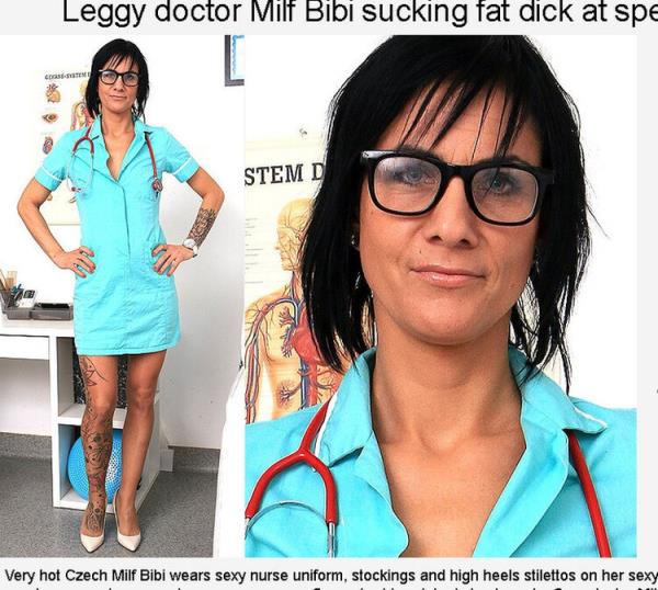 Leggy doctor Milf Bibi sucking fat dick at sperm clinic [HD 720p] 2024