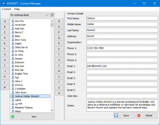 VovSoft Contact Manager 1.5