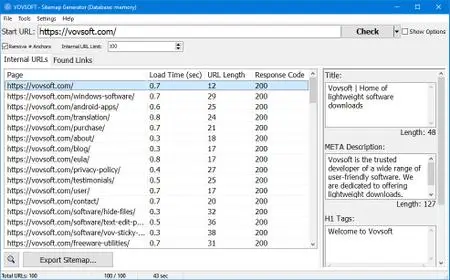 VovSoft Sitemap Generator 4.3