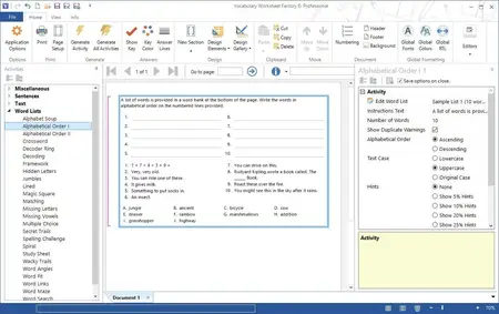 Vocabulary Worksheet Factory Enterprise Edition 6.1.153.0