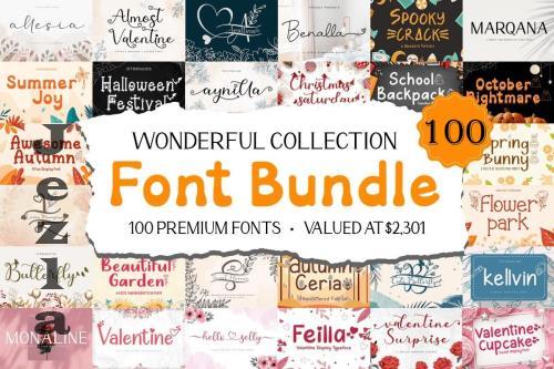 Wonderful Collection Font Bundle - 100 Premium Fonts