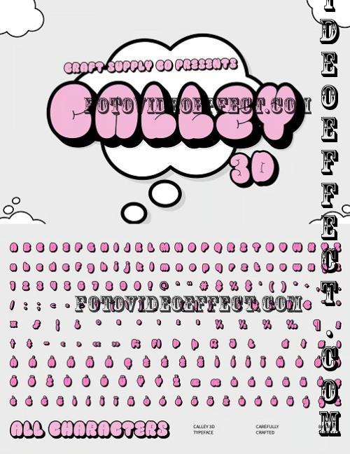 Calley 3D Font - 287602103 - 42WX8AV