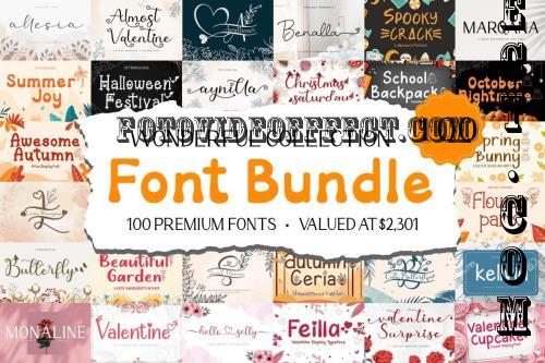 Wonderful Collection Font Bundle - 100 Premium Fonts