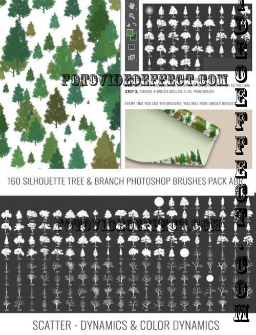 160 Silhouette Tree PS Brushes Bundle