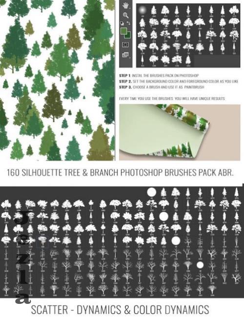 160 Silhouette Tree PS Brushes Bundle