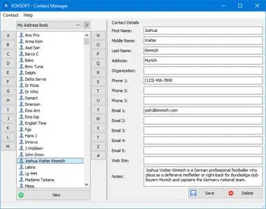 VovSoft Contact Manager 1.5