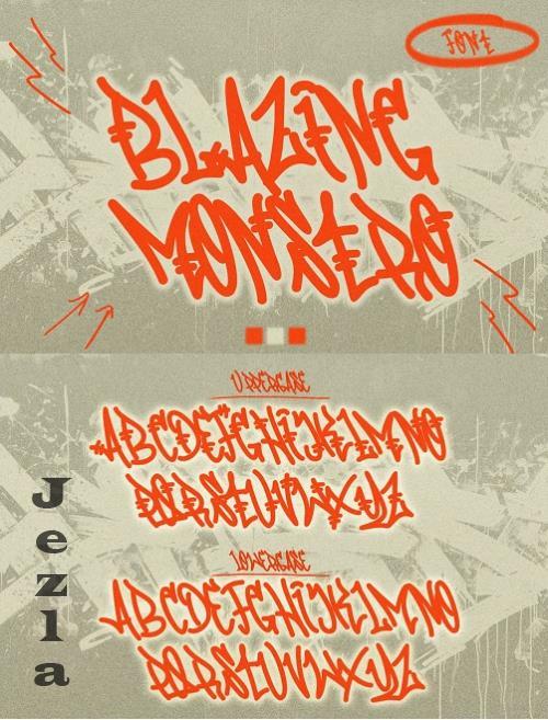 Blazing Monstro - Freestyle Graffiti Font - VDNJNGN