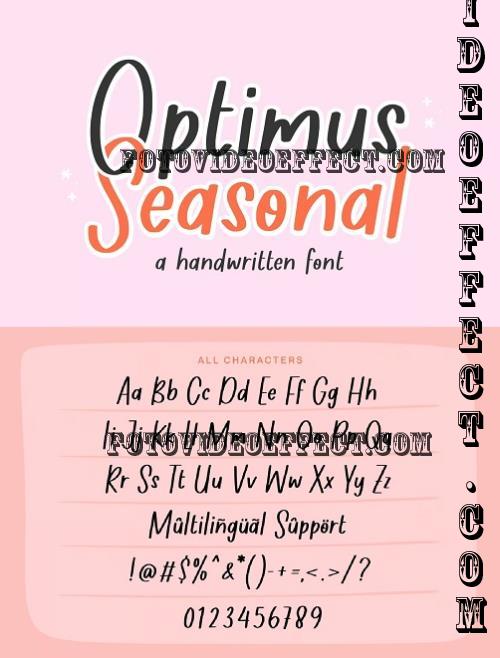 Optimus Seasonal A Handwritten Font - 7396242 - SMEYGFR