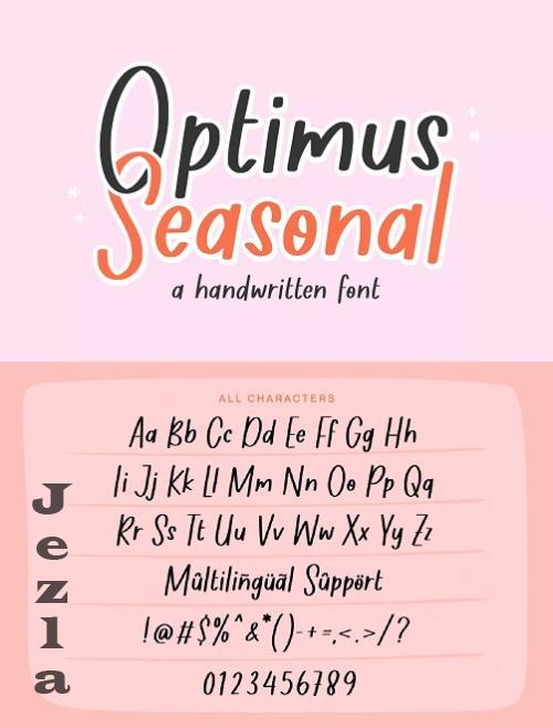 Optimus Seasonal A Handwritten Font - 7396242 - SMEYGFR